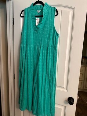 crown & ivy Sleeveless Teal Tiered Ruffle Neck Midi Dress